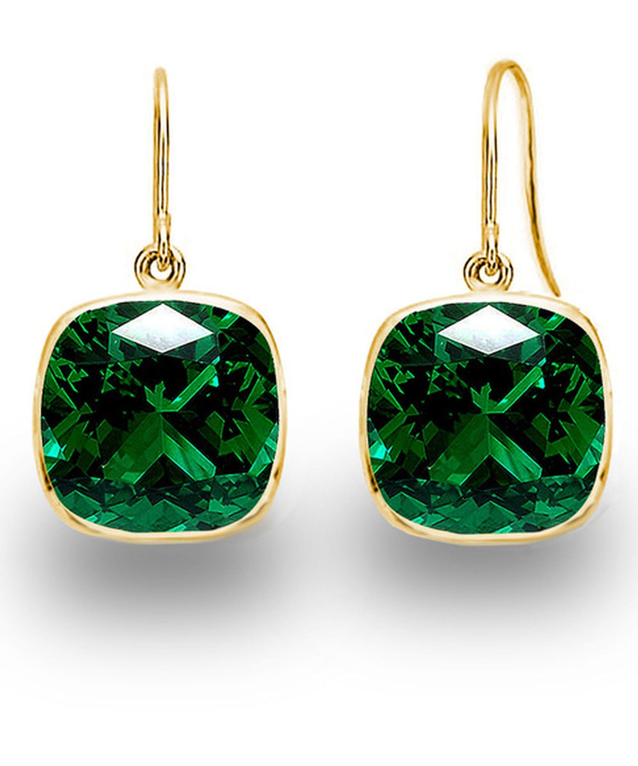5.00 CTW Lab Grown Sapphire and Emerald Cushion Cut Drop Earrings Set - 14K Gold (2 Pairs)