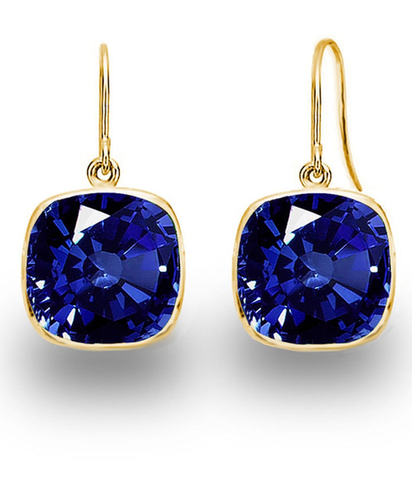 5.00 CTW Lab Grown Sapphire and Emerald Cushion Cut Drop Earrings Set - 14K Gold (2 Pairs)