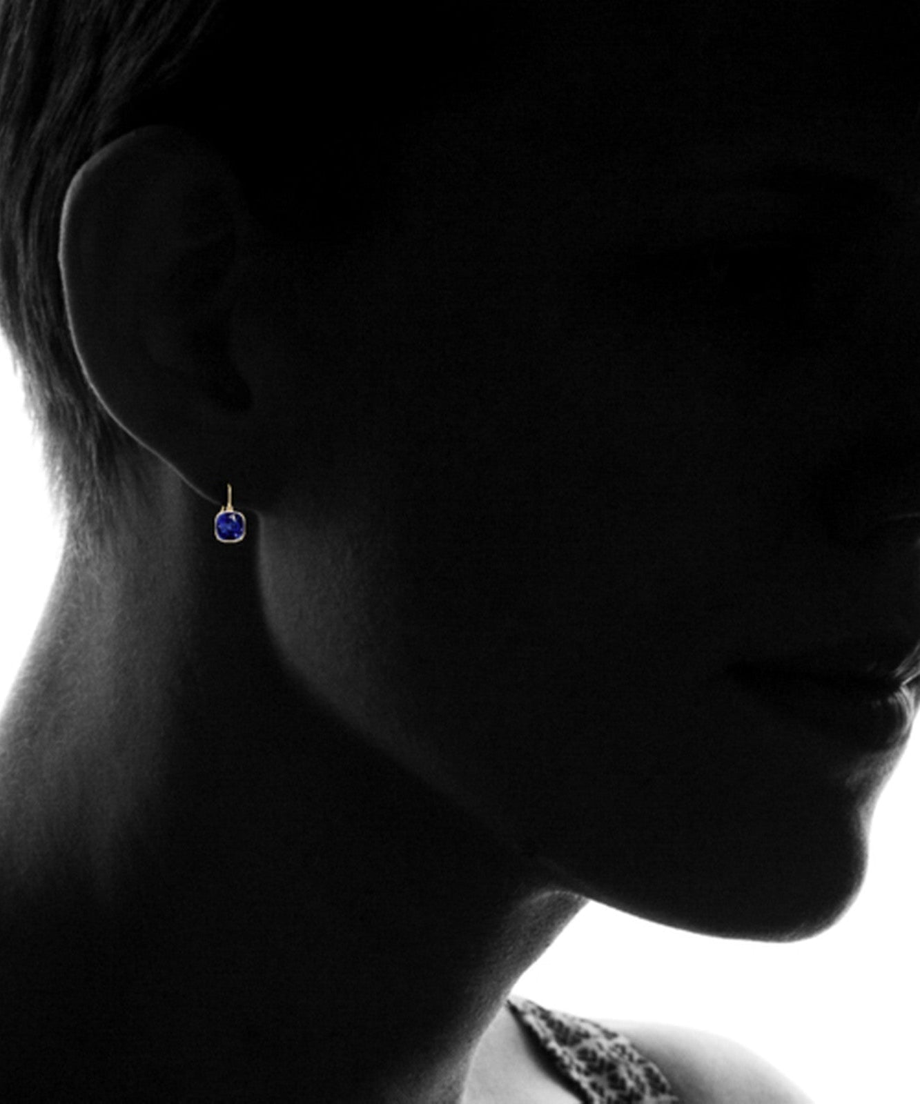 5.00 CTW Lab Grown Sapphire and Emerald Cushion Cut Drop Earrings Set - 14K Gold (2 Pairs)