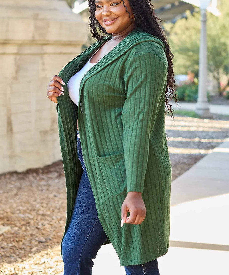 Basic Bae Full Size Hooded Sweater Cardigan