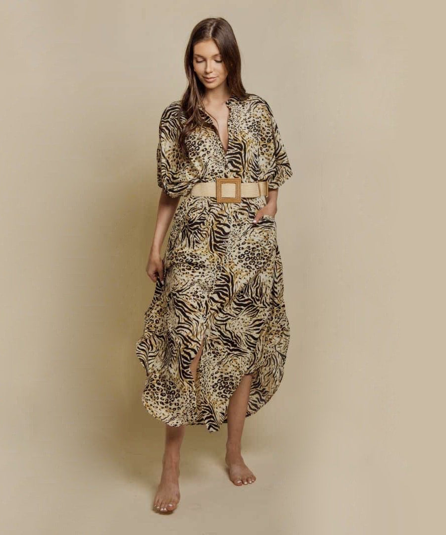 Wide Dress -Animal Print