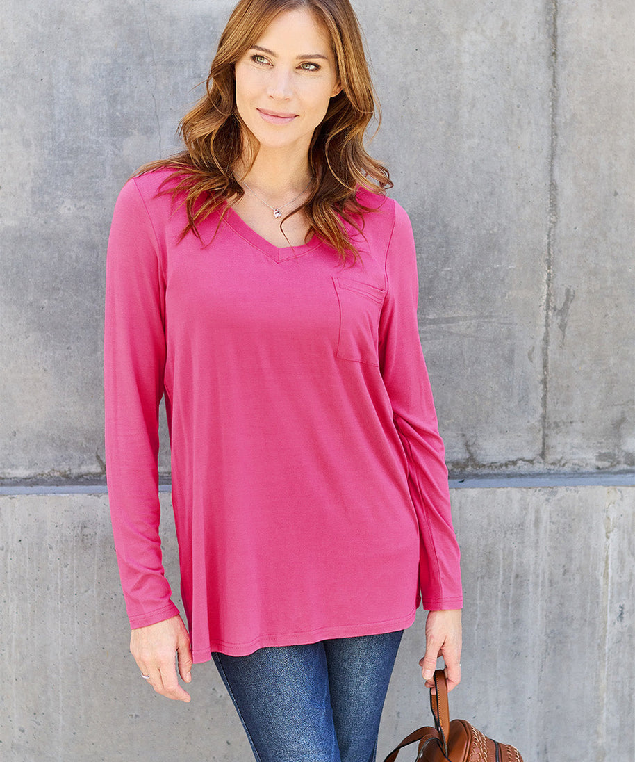 Basic Bae Full Size V-Neck Long Sleeve Top