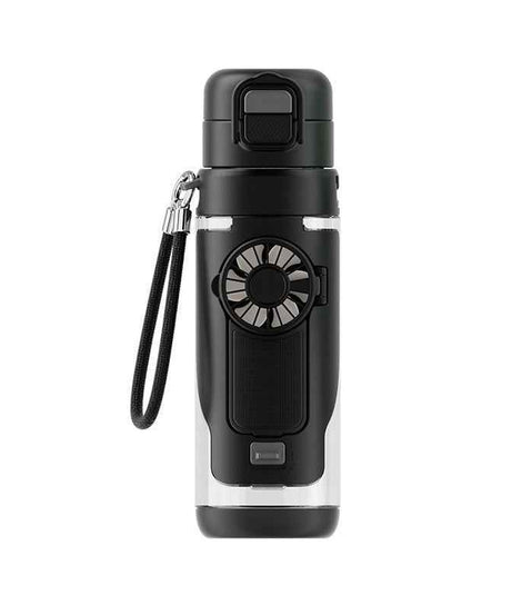 Cooling Sports Water Bottle With Dual Drinking Spouts And A Fan Cup