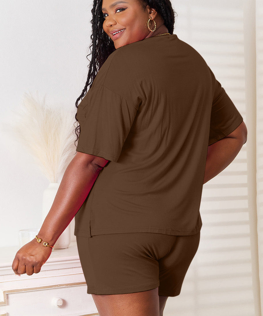 Basic Bae Full Size Soft Rayon Half Sleeve Top and Shorts Set