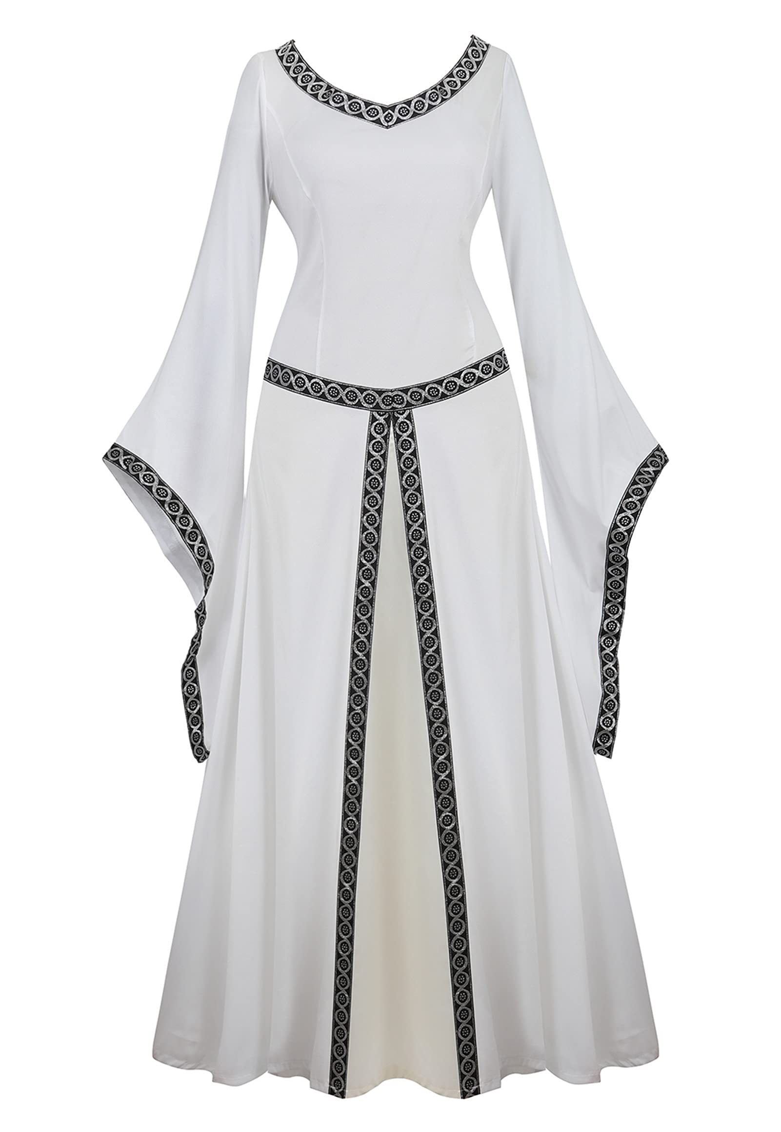 Renaissance Dress for Women Dress up Halloween Medieval Costume Faire Gothic Gown White S