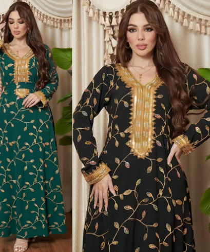 Arab Dubai Embroidery Applique Muslim Dinner Robe