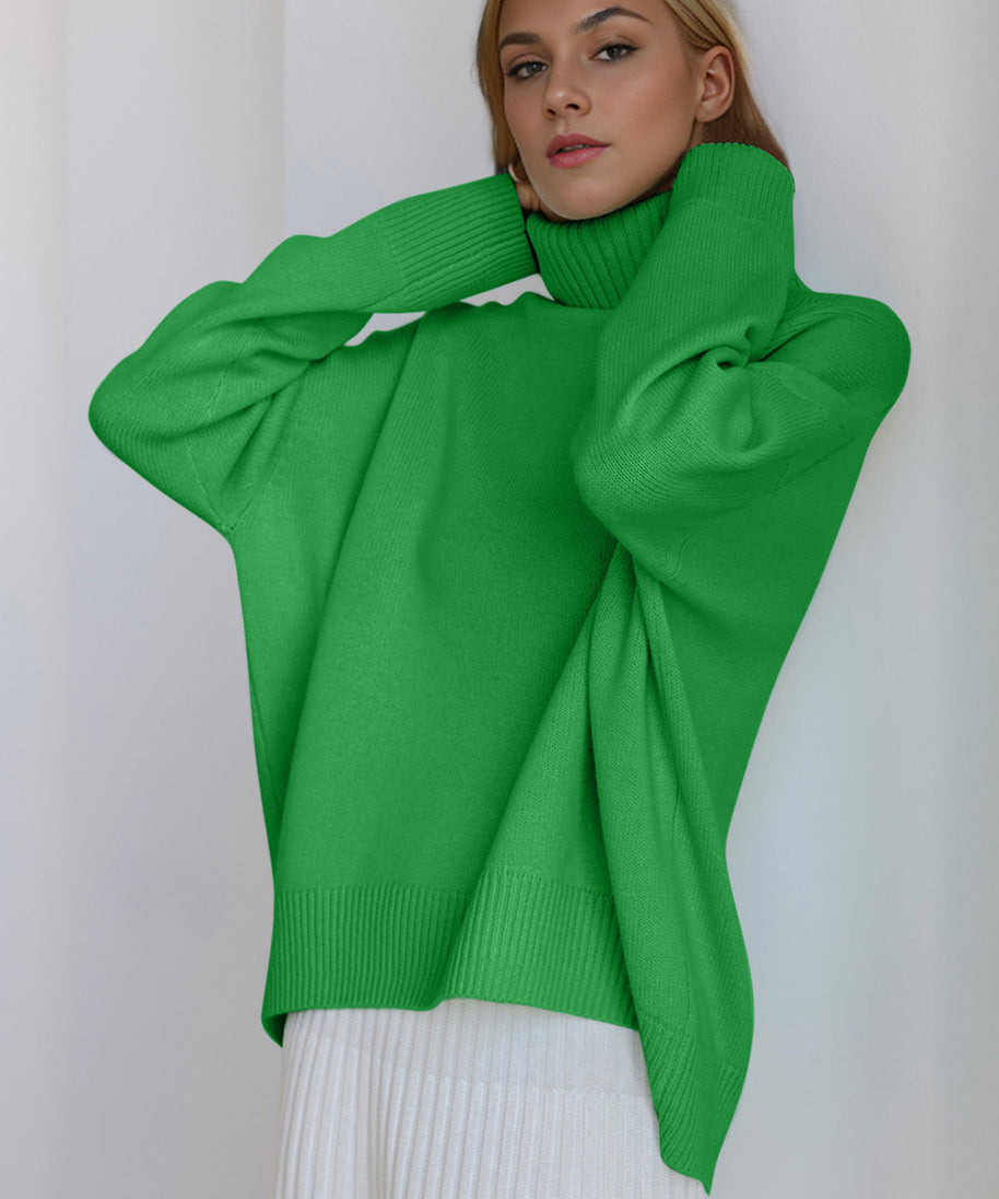 Basic Bae Turtleneck Dropped Shoulder Long Sleeve Sweater