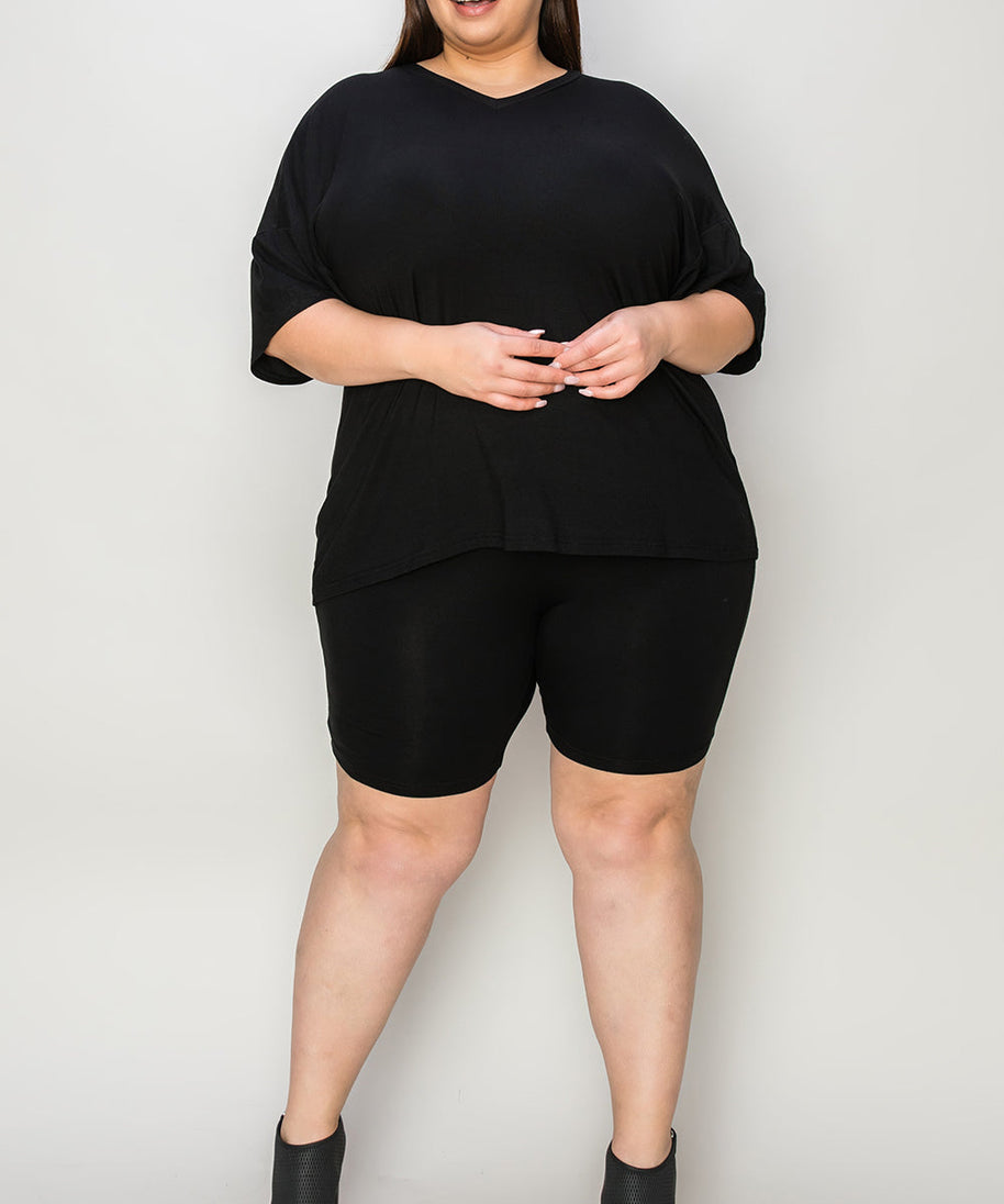 Basic Bae Bamboo Full Size  V-Neck Drop Shoulder T-Shirt and Shorts Set