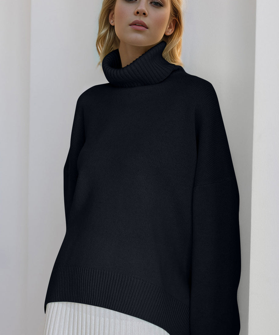 Basic Bae Turtleneck Dropped Shoulder Long Sleeve Sweater