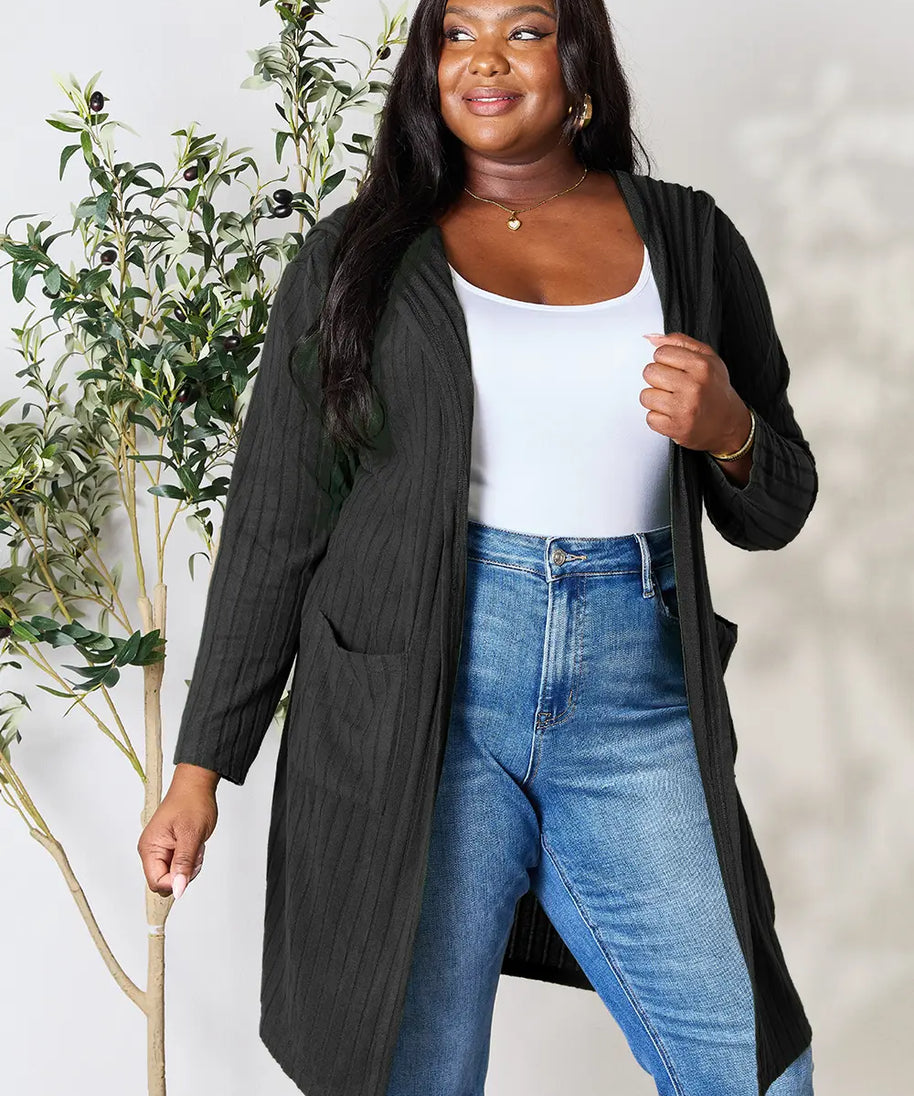 Basic Bae Full Size Hooded Sweater Cardigan