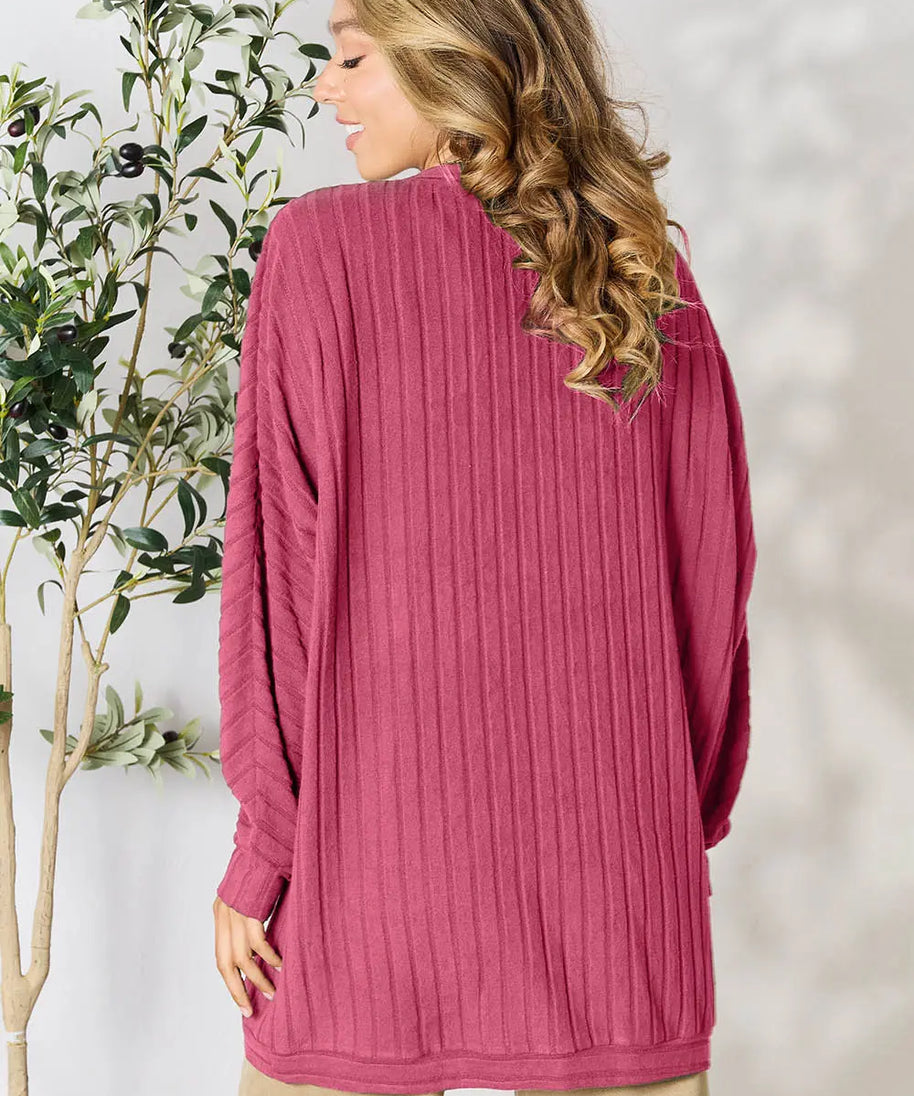 Basic Bae Full Size Ribbed Cocoon Cardigan