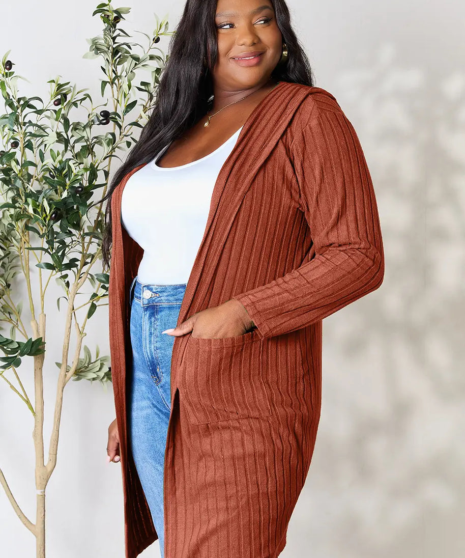 Basic Bae Full Size Hooded Sweater Cardigan