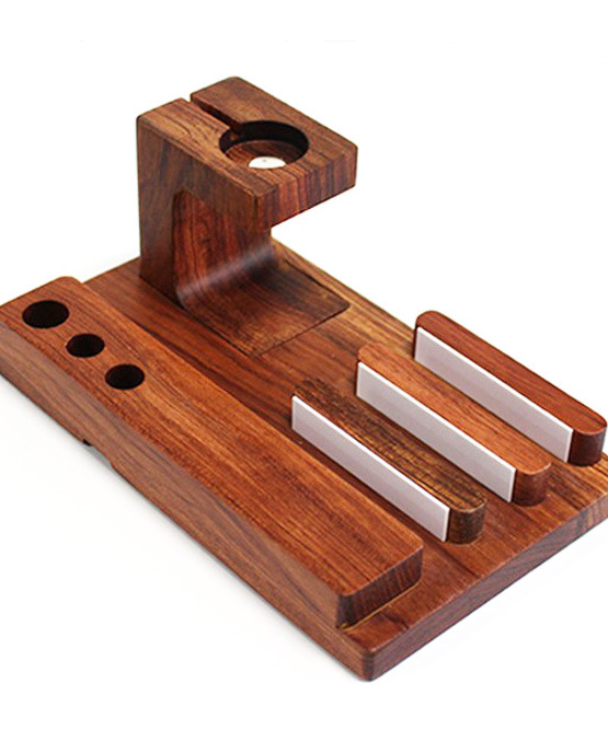 3-in-1 Bamboo Phone Stand & Wooden Charging Base