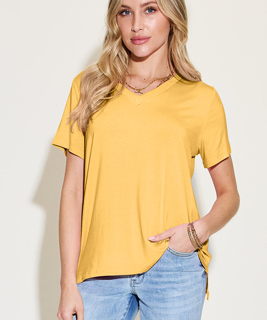 Basic Bae Bamboo Full Size V-Neck High-Low T-Shirt