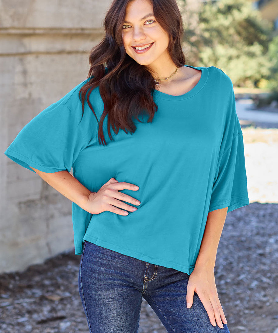 Basic Bae Full Size Round Neck Drop Shoulder T-Shirt