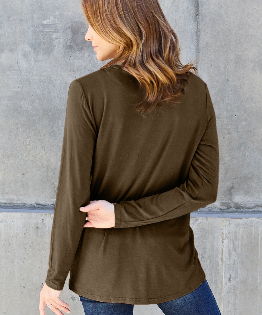 Basic Bae Full Size V-Neck Long Sleeve Top