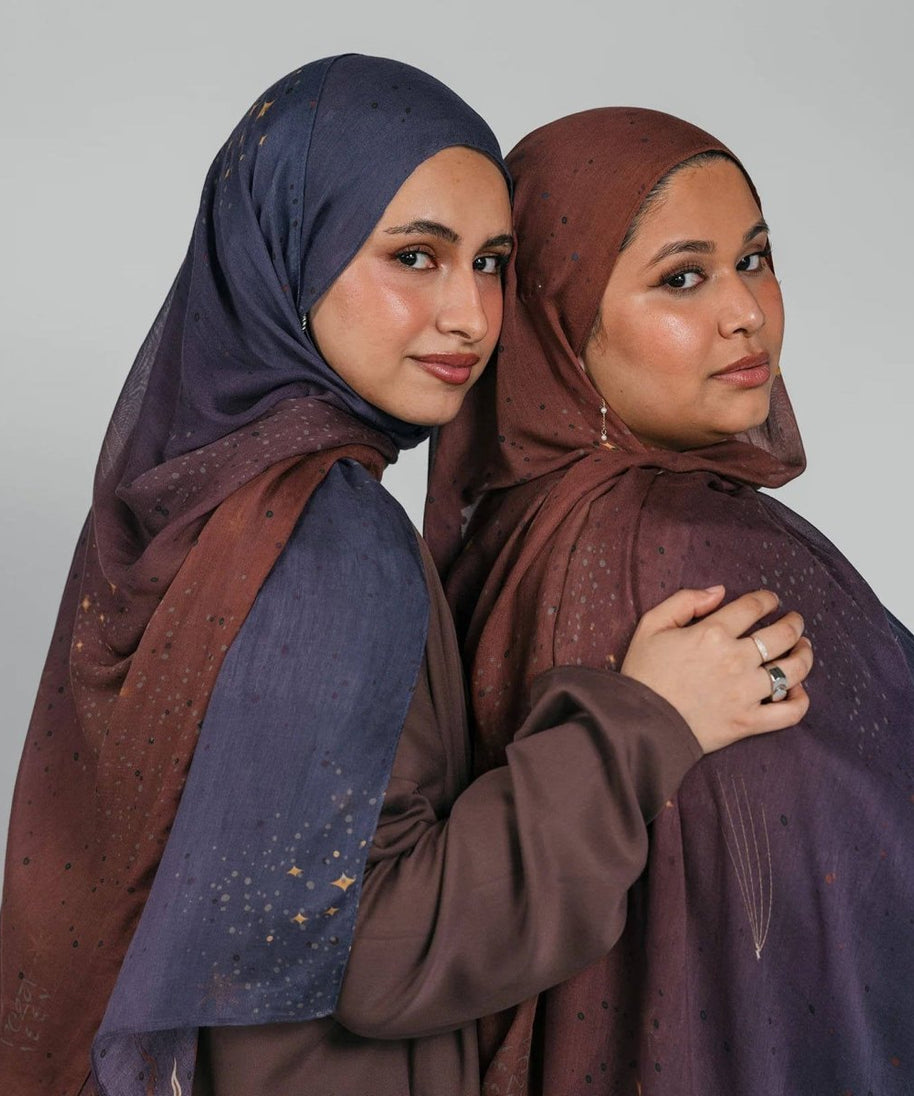 Celestial Sun & Galaxy Print Ombre Hijab Scarf(MH242)