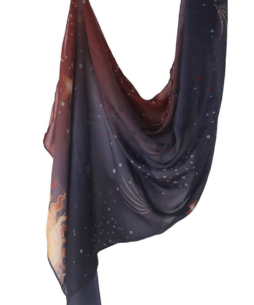 Celestial Sun & Galaxy Print Ombre Hijab Scarf(MH242)