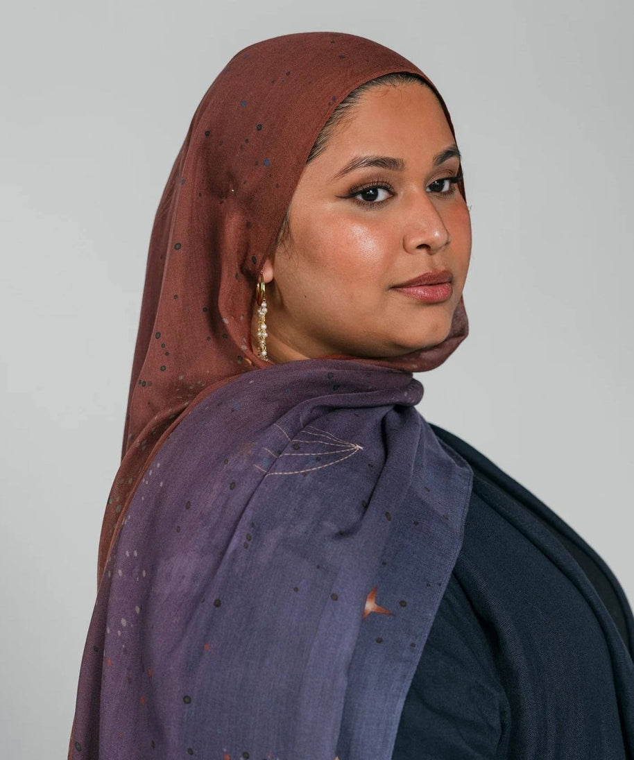 Celestial Sun & Galaxy Print Ombre Hijab Scarf(MH242)