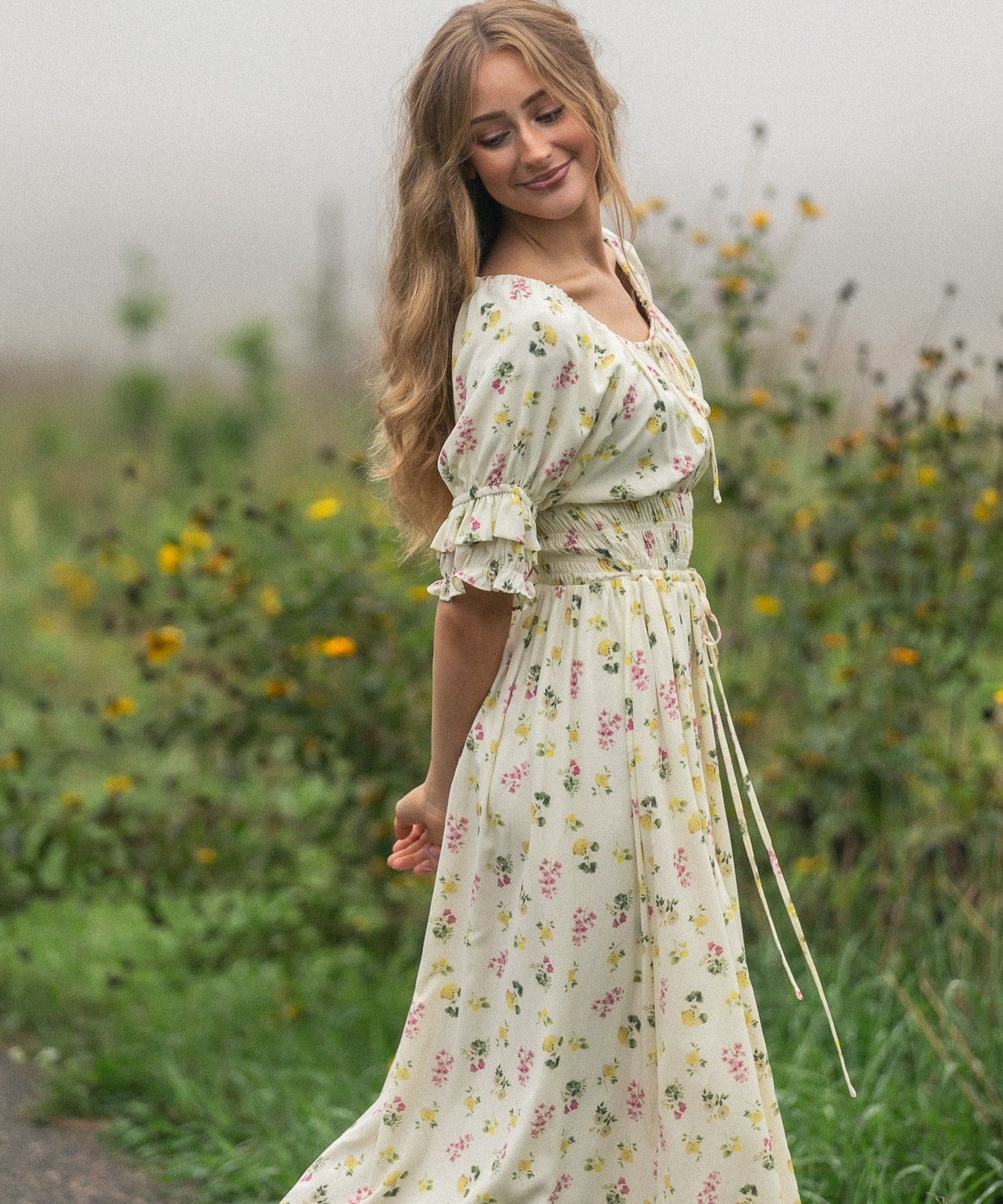 Celine Puff Sleeve Floral Maxi Dress