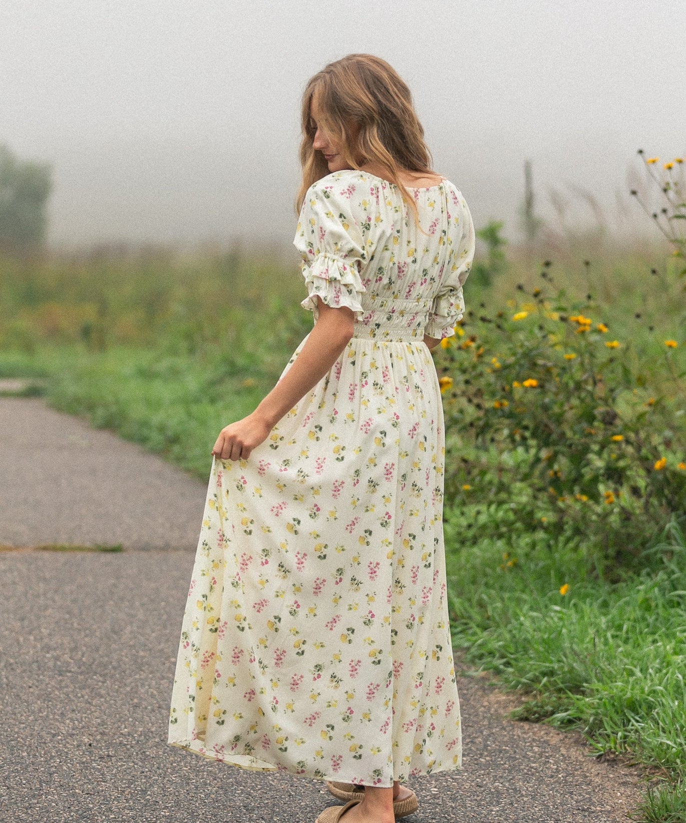 Celine Puff Sleeve Floral Maxi Dress