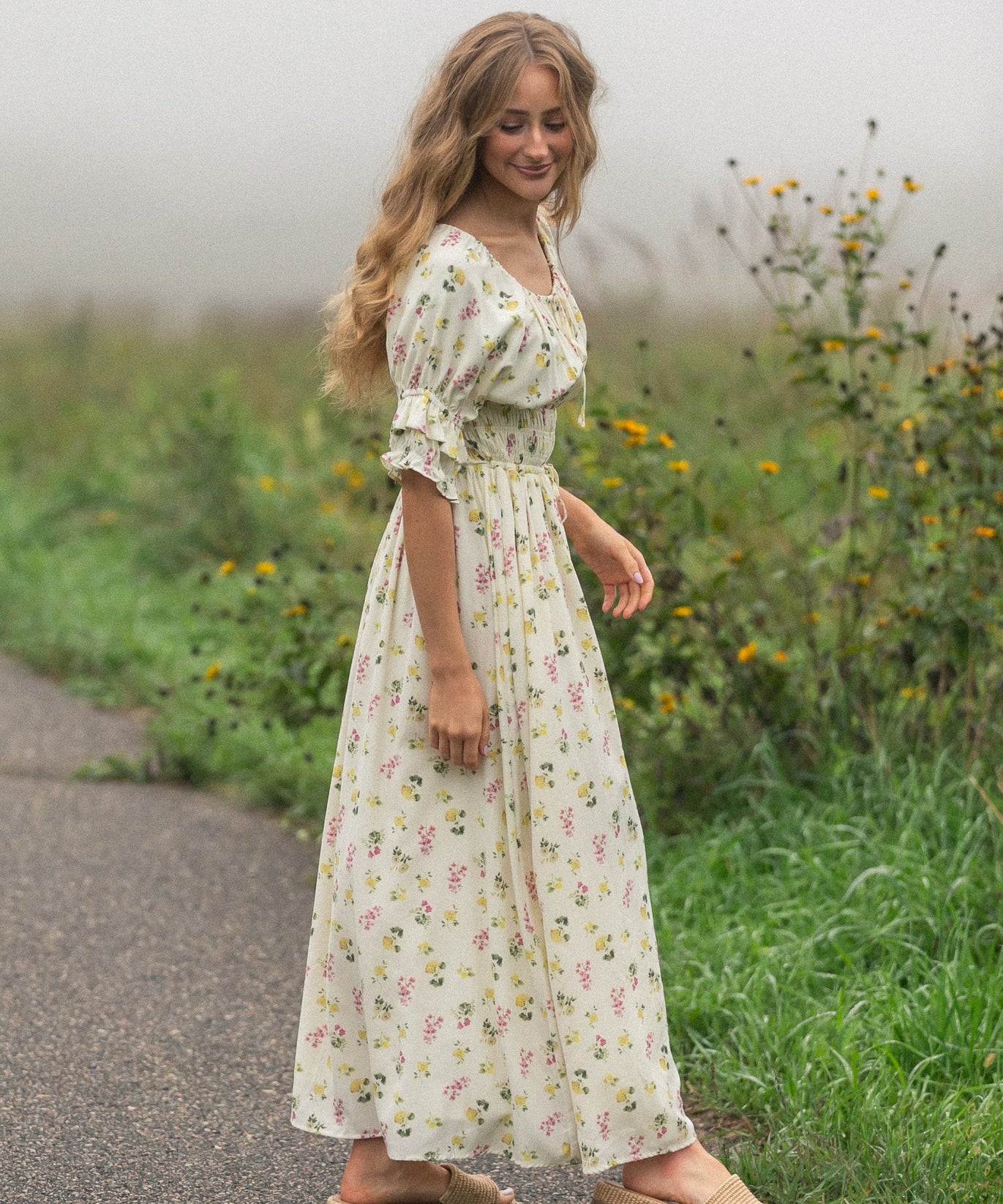 Celine Puff Sleeve Floral Maxi Dress