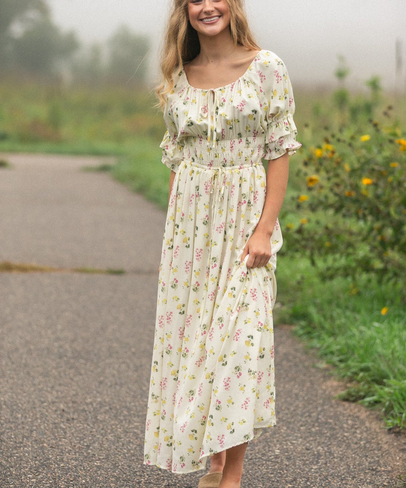 Celine Puff Sleeve Floral Maxi Dress