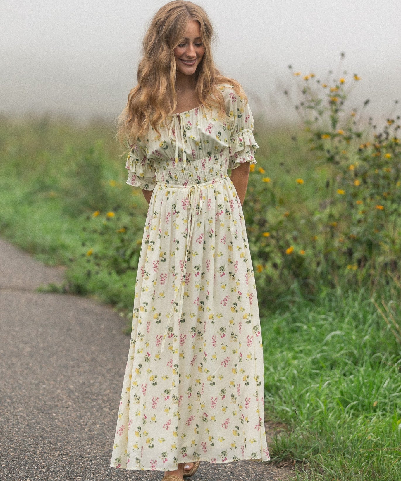 Celine Puff Sleeve Floral Maxi Dress