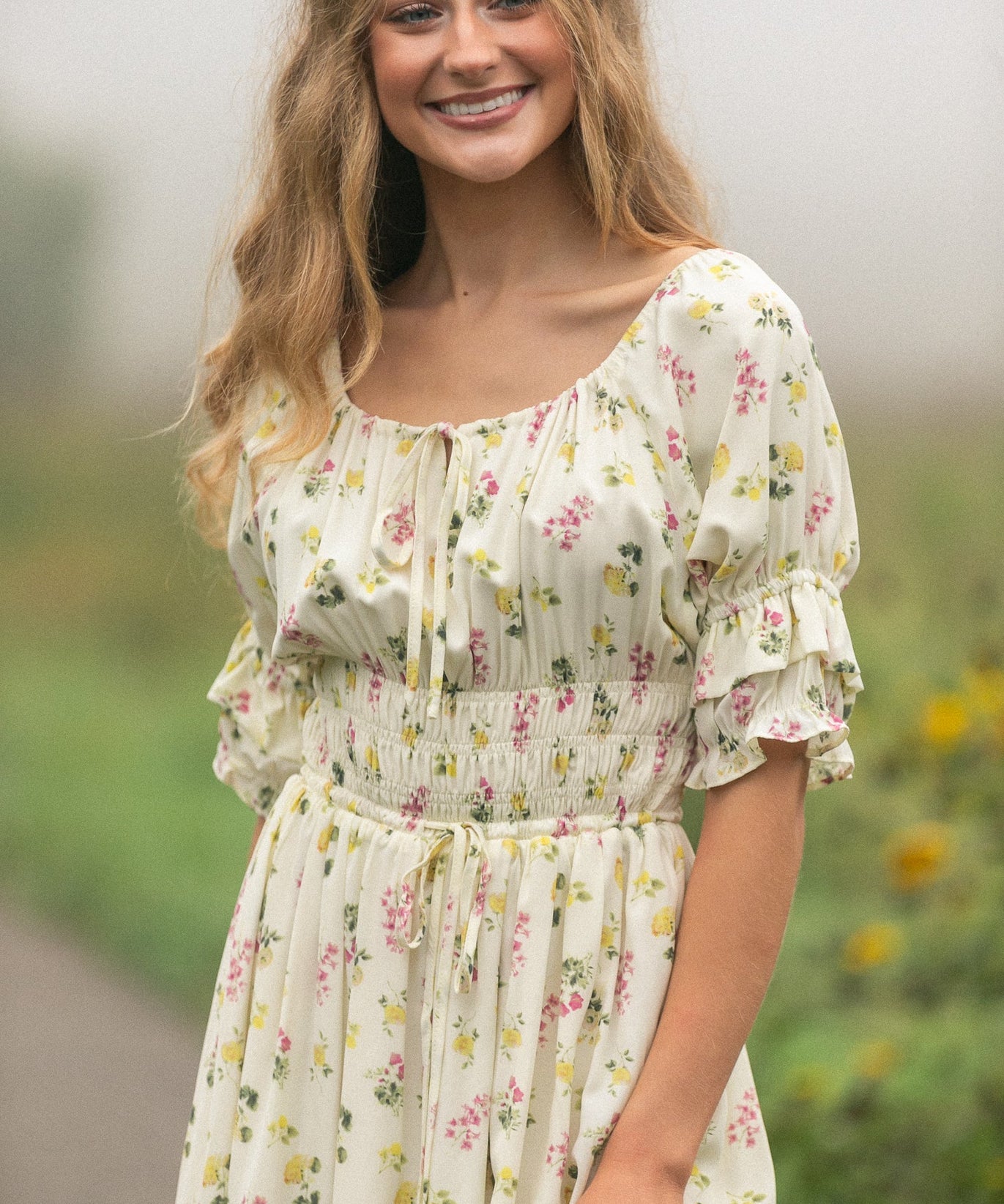 Celine Puff Sleeve Floral Maxi Dress