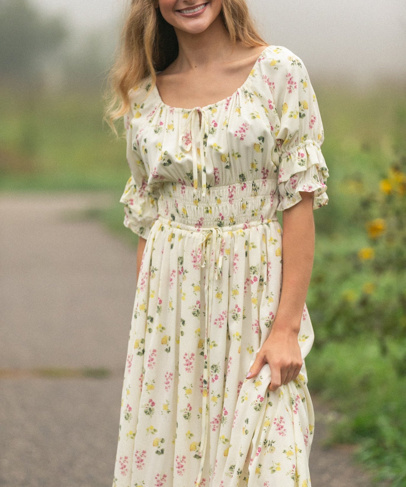 Celine Puff Sleeve Floral Maxi Dress