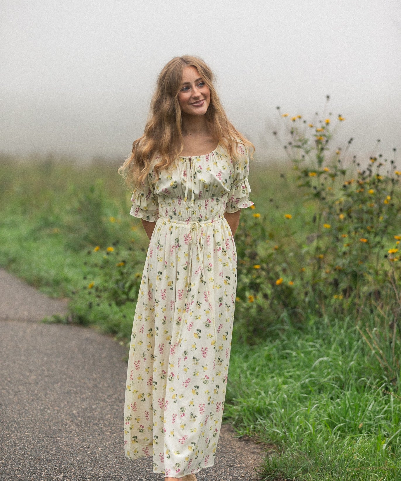Celine Puff Sleeve Floral Maxi Dress