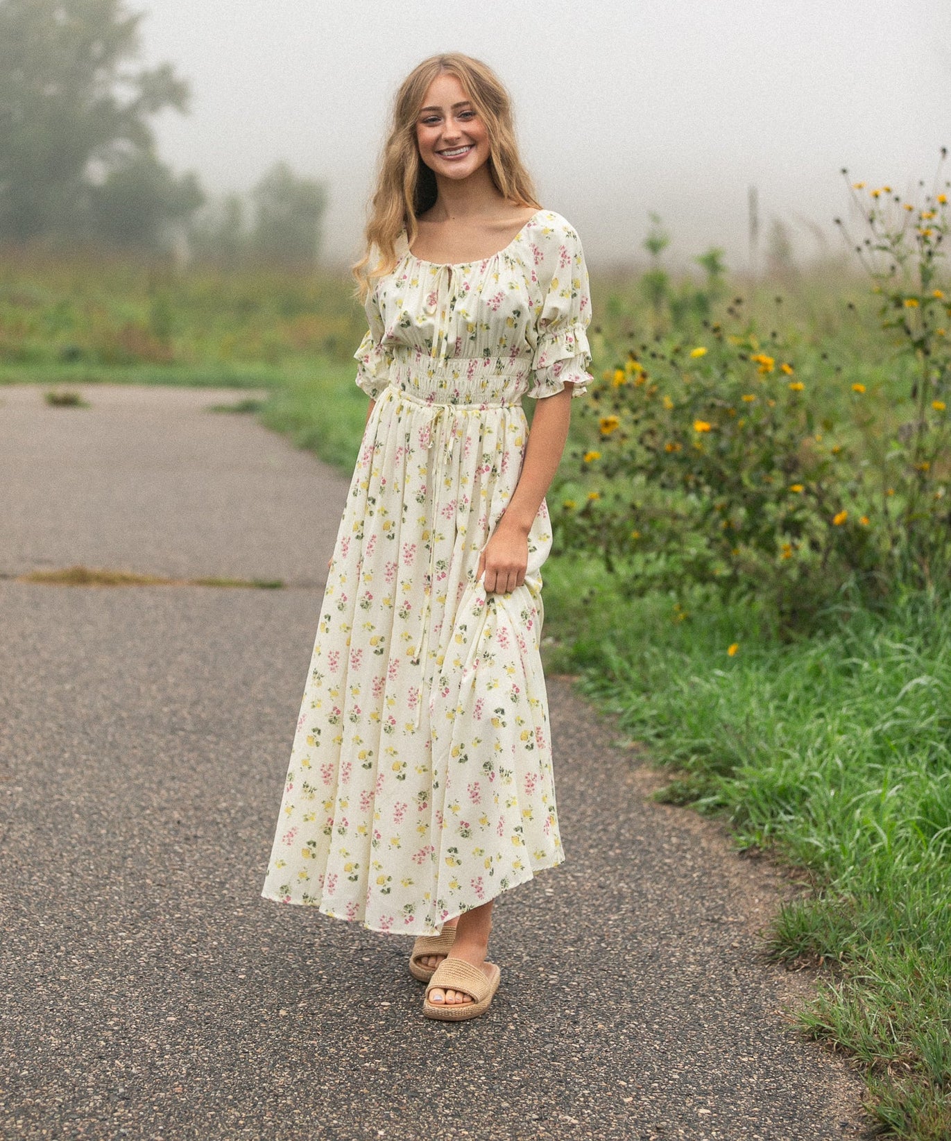 Celine Puff Sleeve Floral Maxi Dress