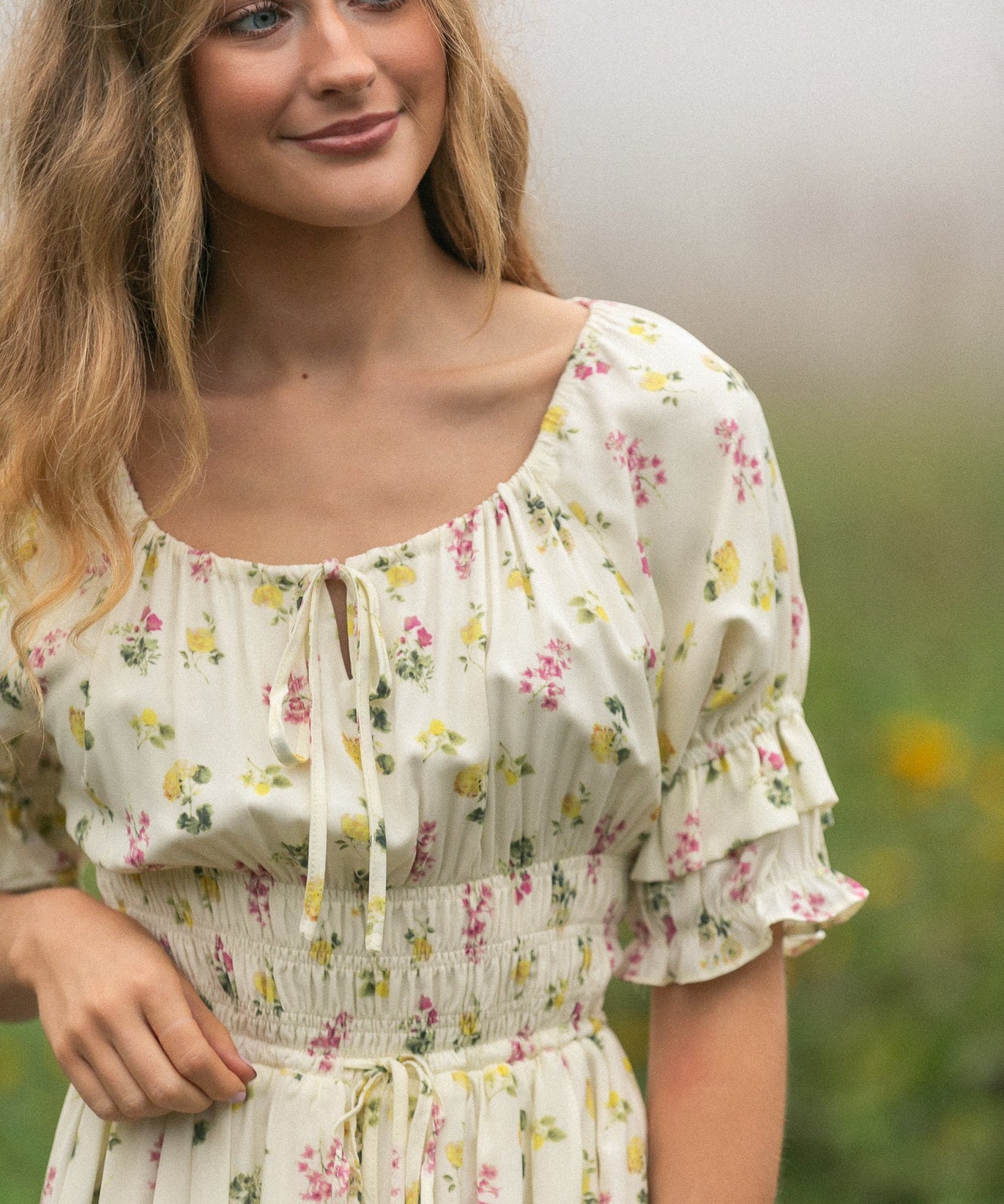 Celine Puff Sleeve Floral Maxi Dress