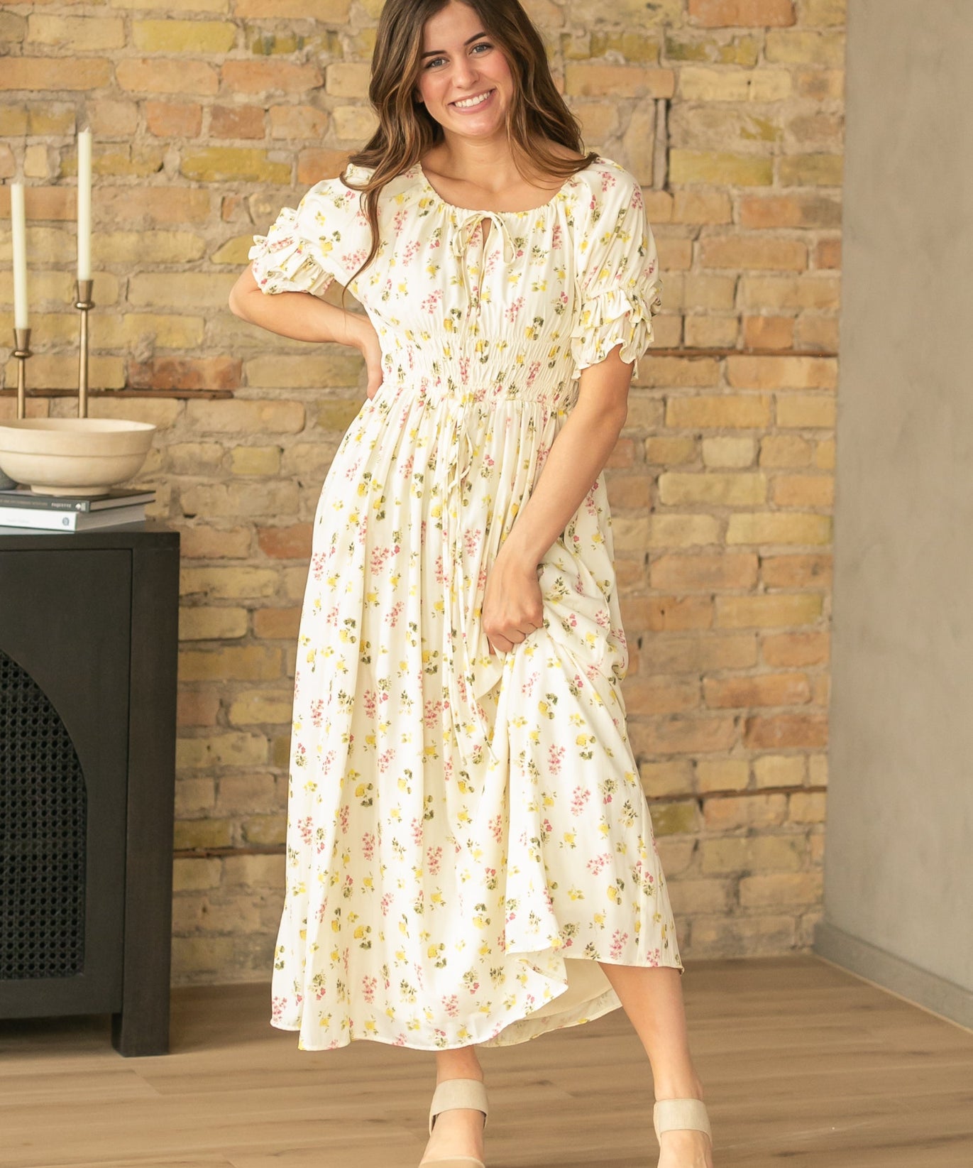 Celine Puff Sleeve Floral Maxi Dress
