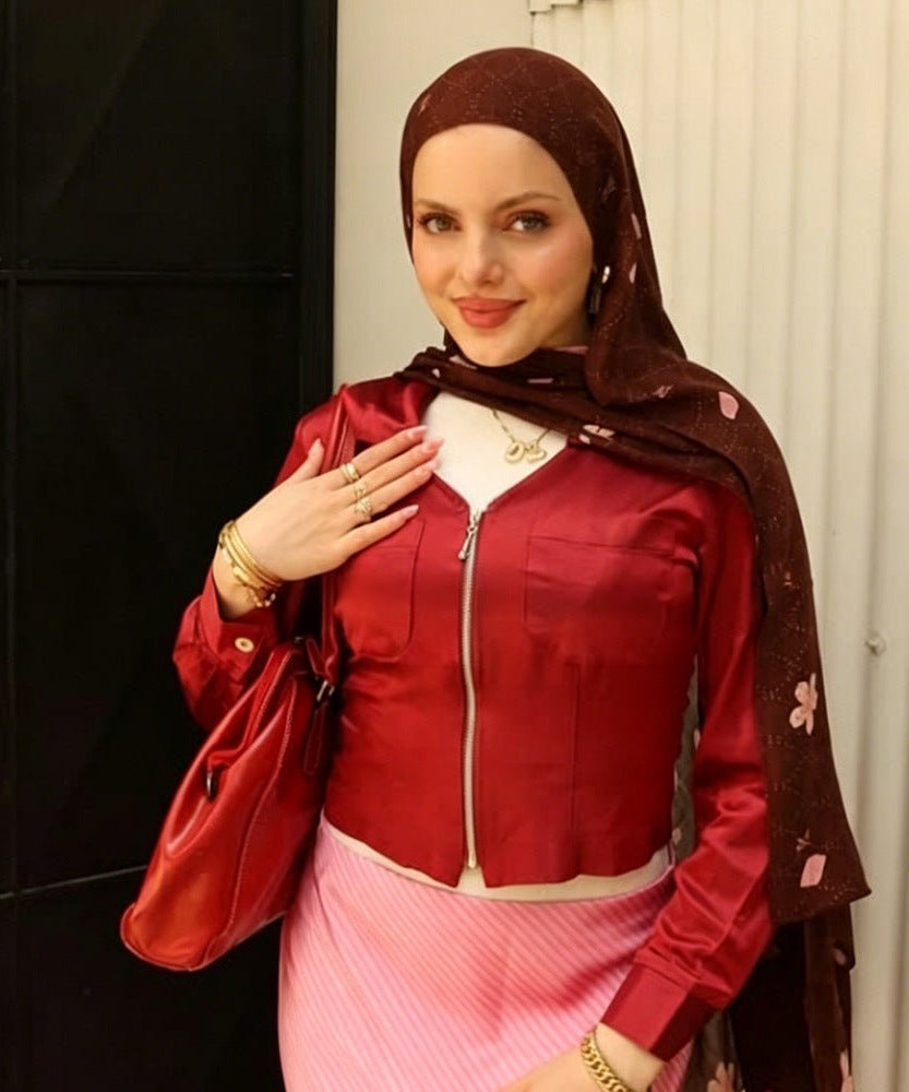 Cherry Blossom Print Hijab Scarf(MH241)