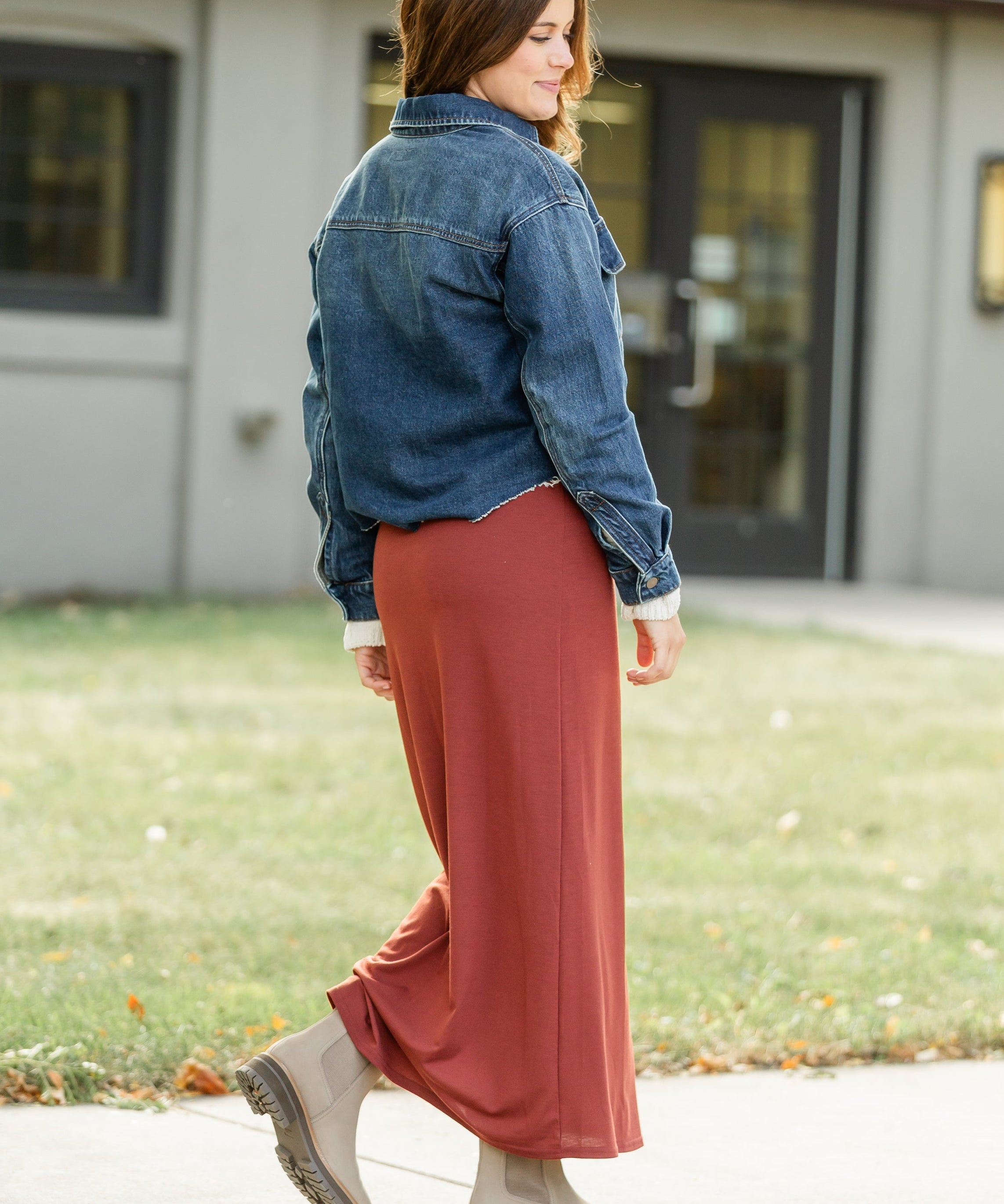 Clarise Rust Premium Knit Maxi Skirt