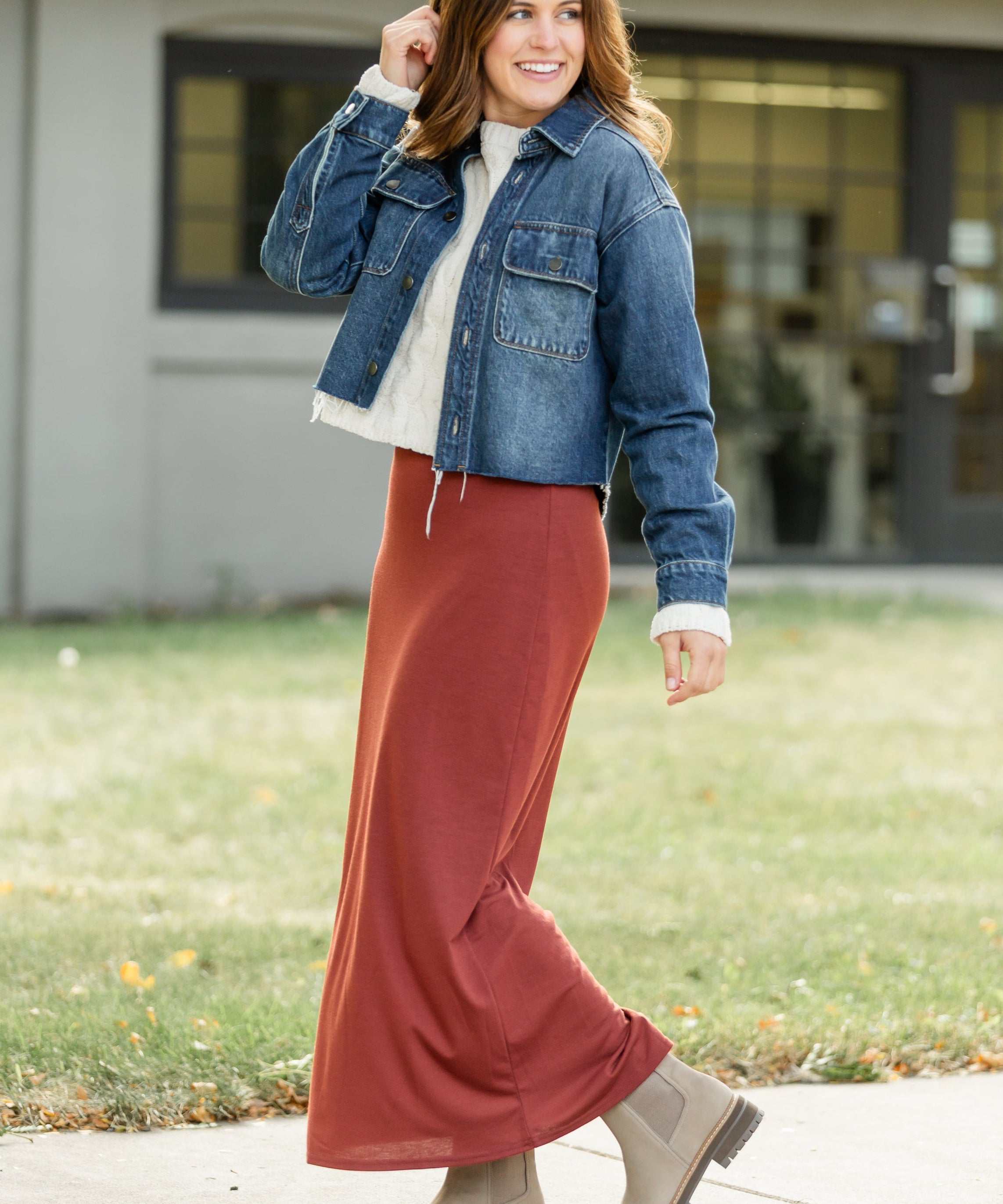 Clarise Rust Premium Knit Maxi Skirt