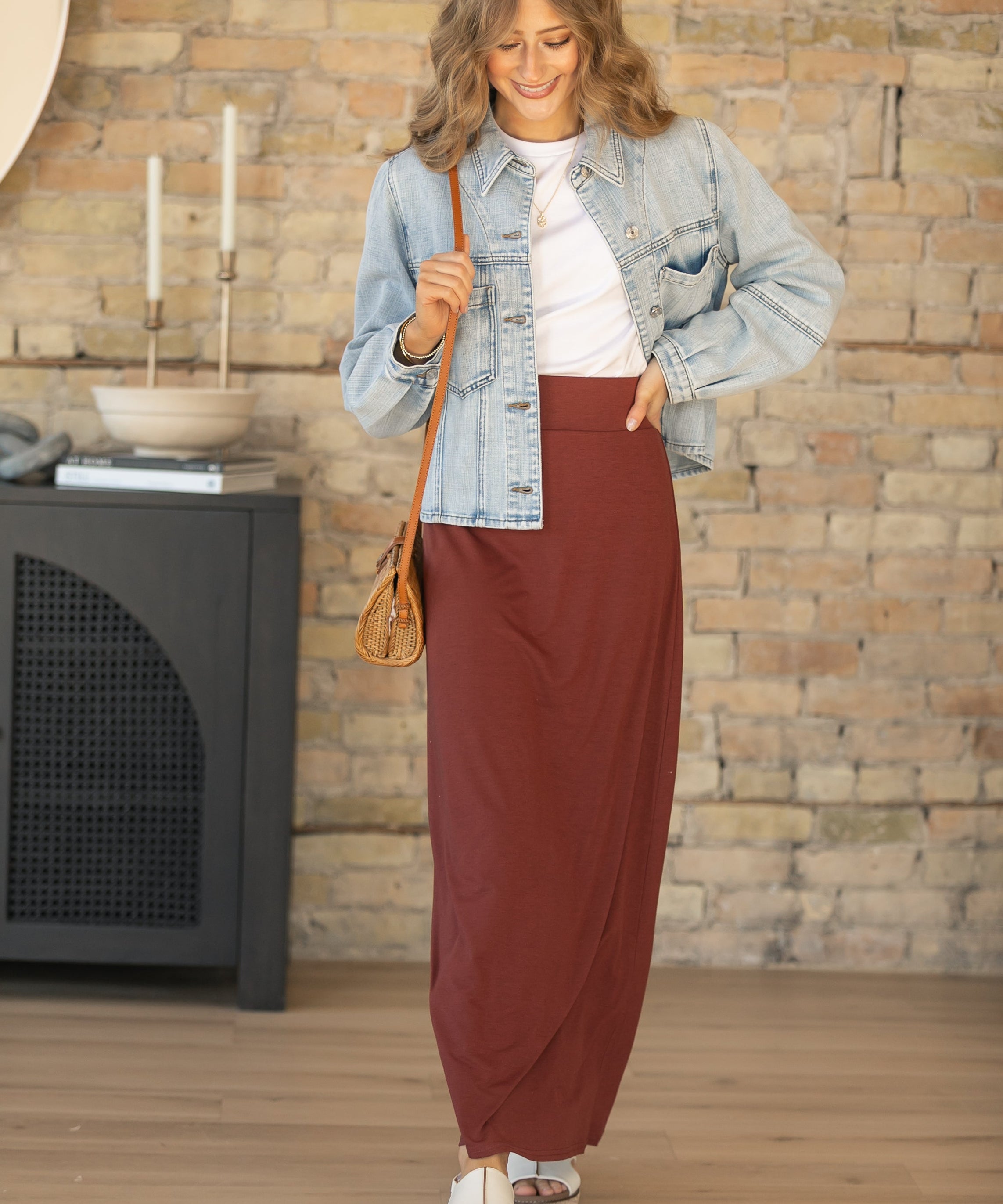 Clarise Rust Premium Knit Maxi Skirt