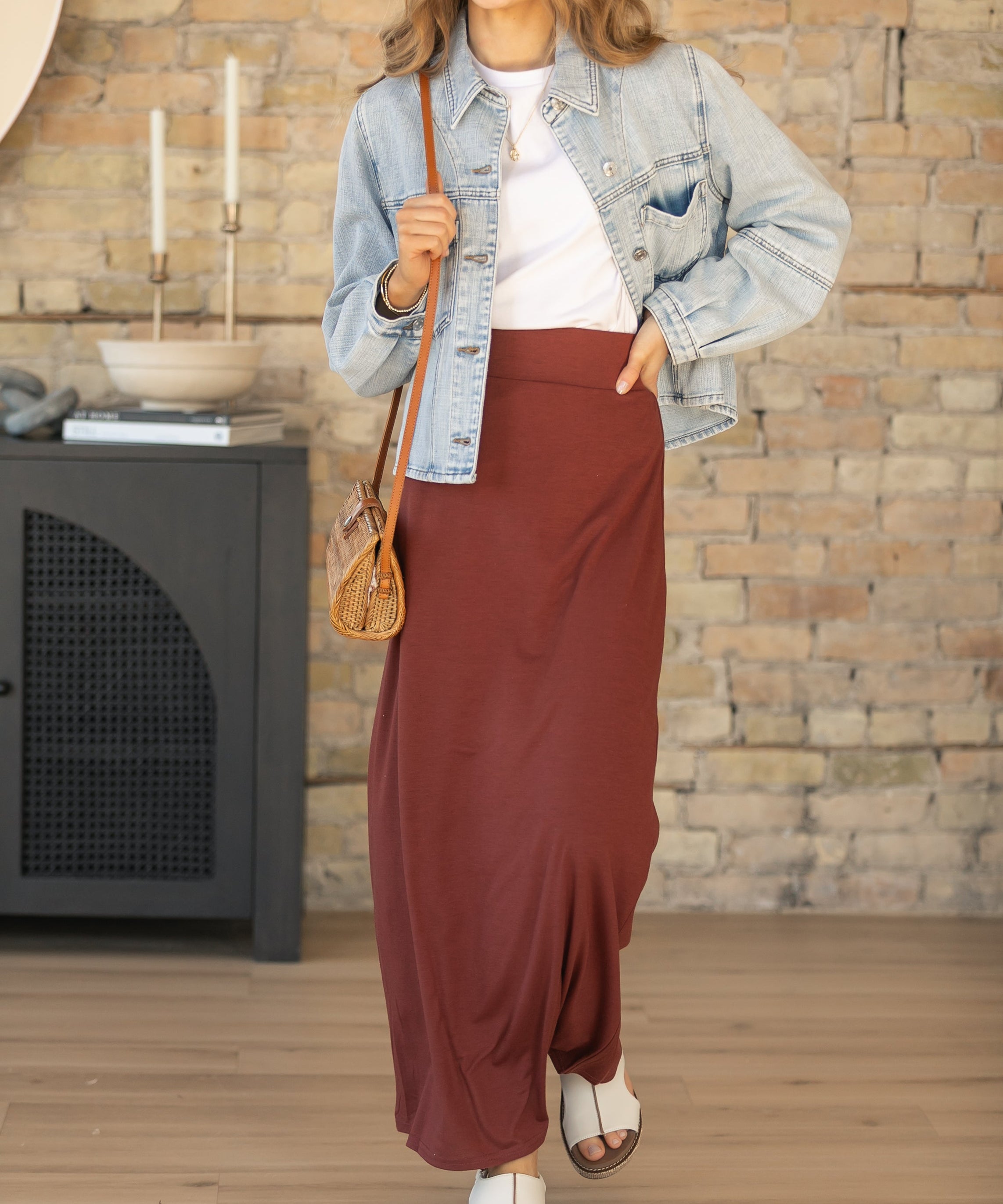 Clarise Rust Premium Knit Maxi Skirt