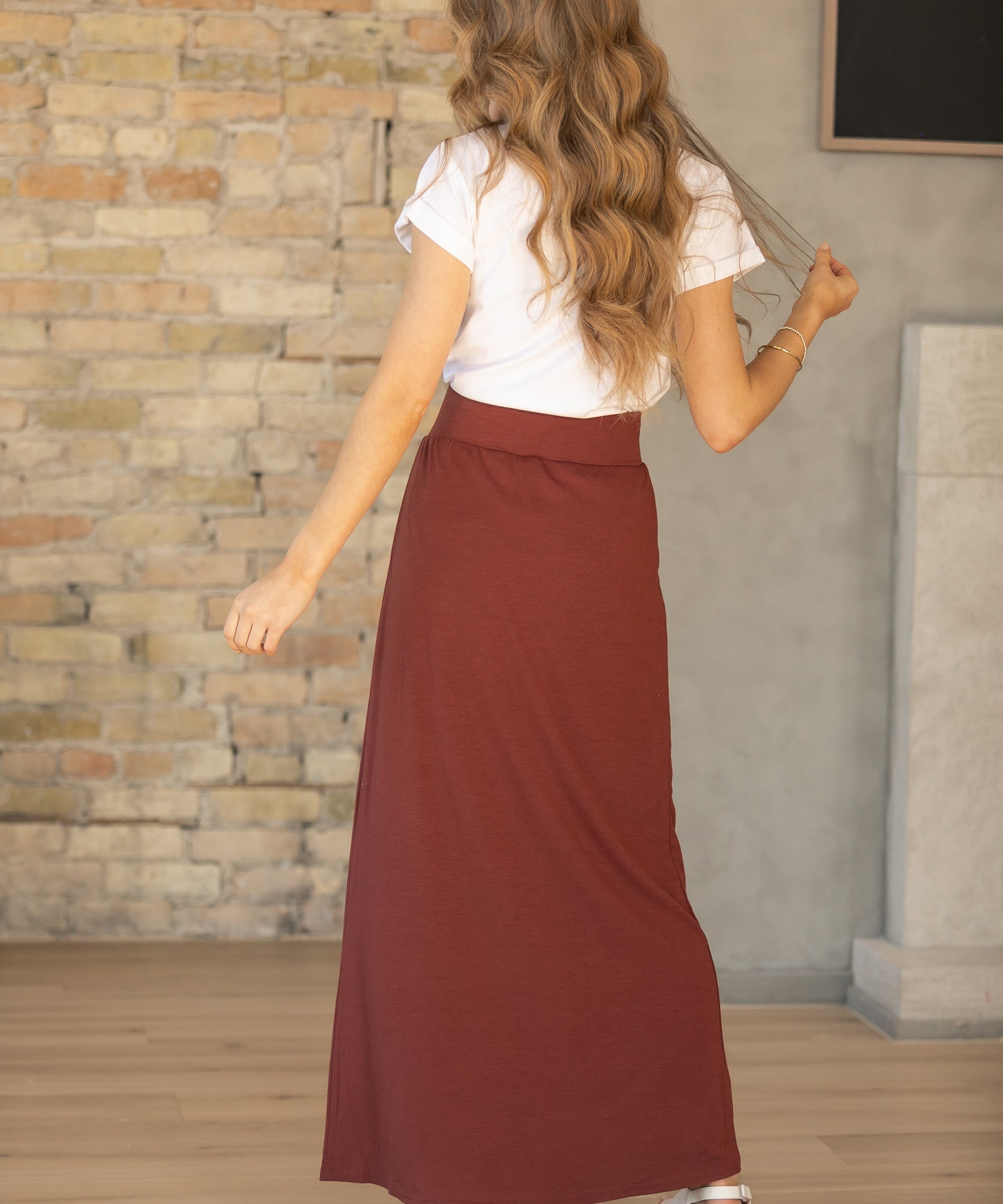 Clarise Rust Premium Knit Maxi Skirt