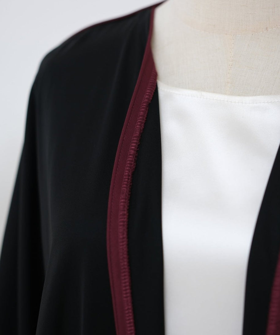 Contrast Piped Batwing Open Abaya(MOA325)