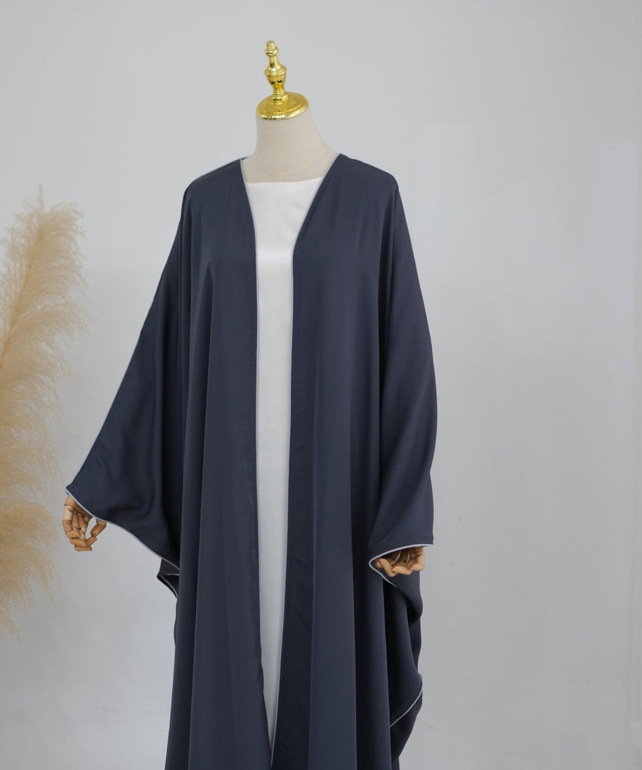 Contrast Piped Batwing Open Abaya(MOA325)