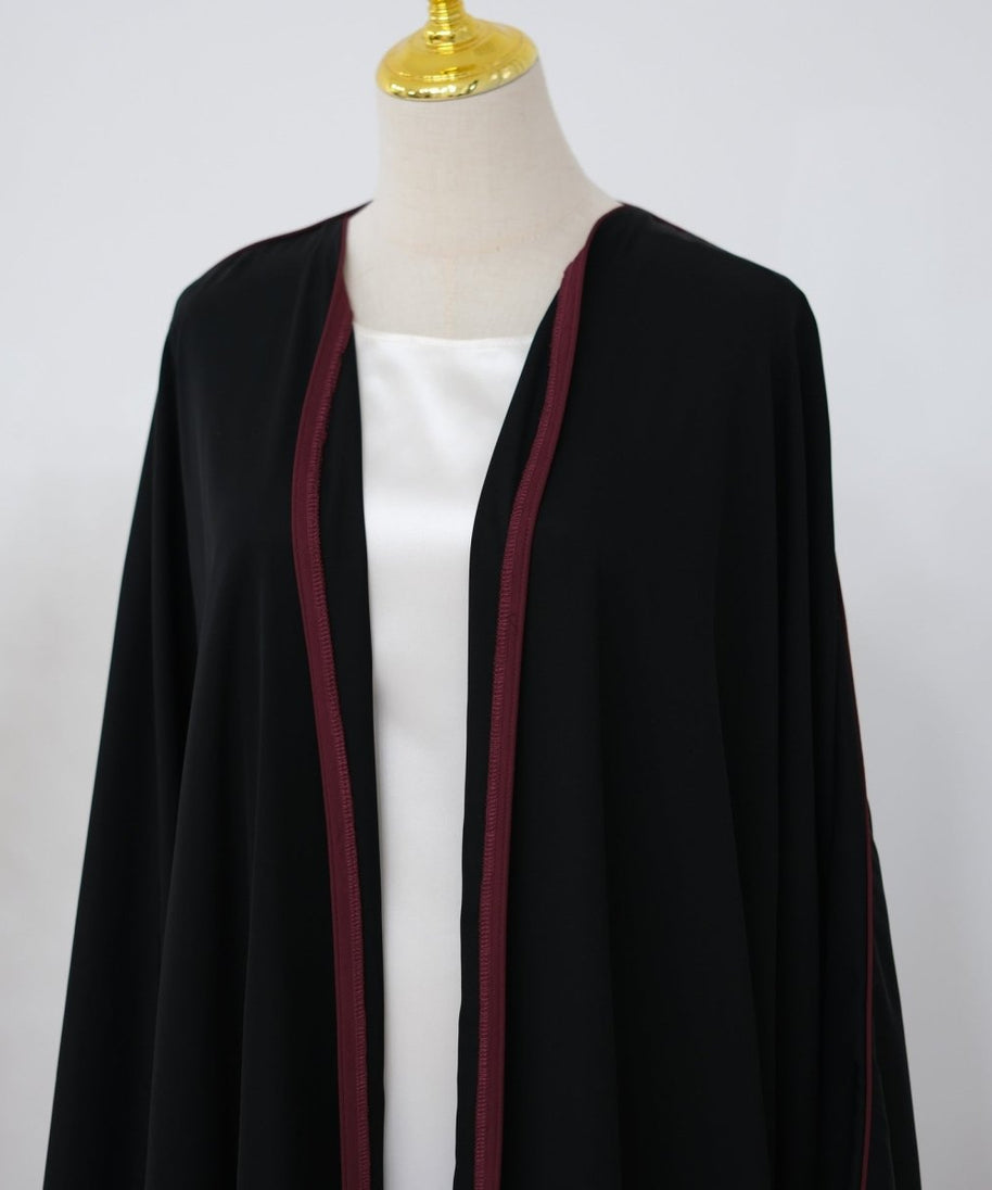 Contrast Piped Batwing Open Abaya(MOA325)