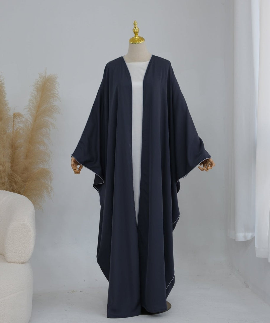Contrast Piped Batwing Open Abaya(MOA325)