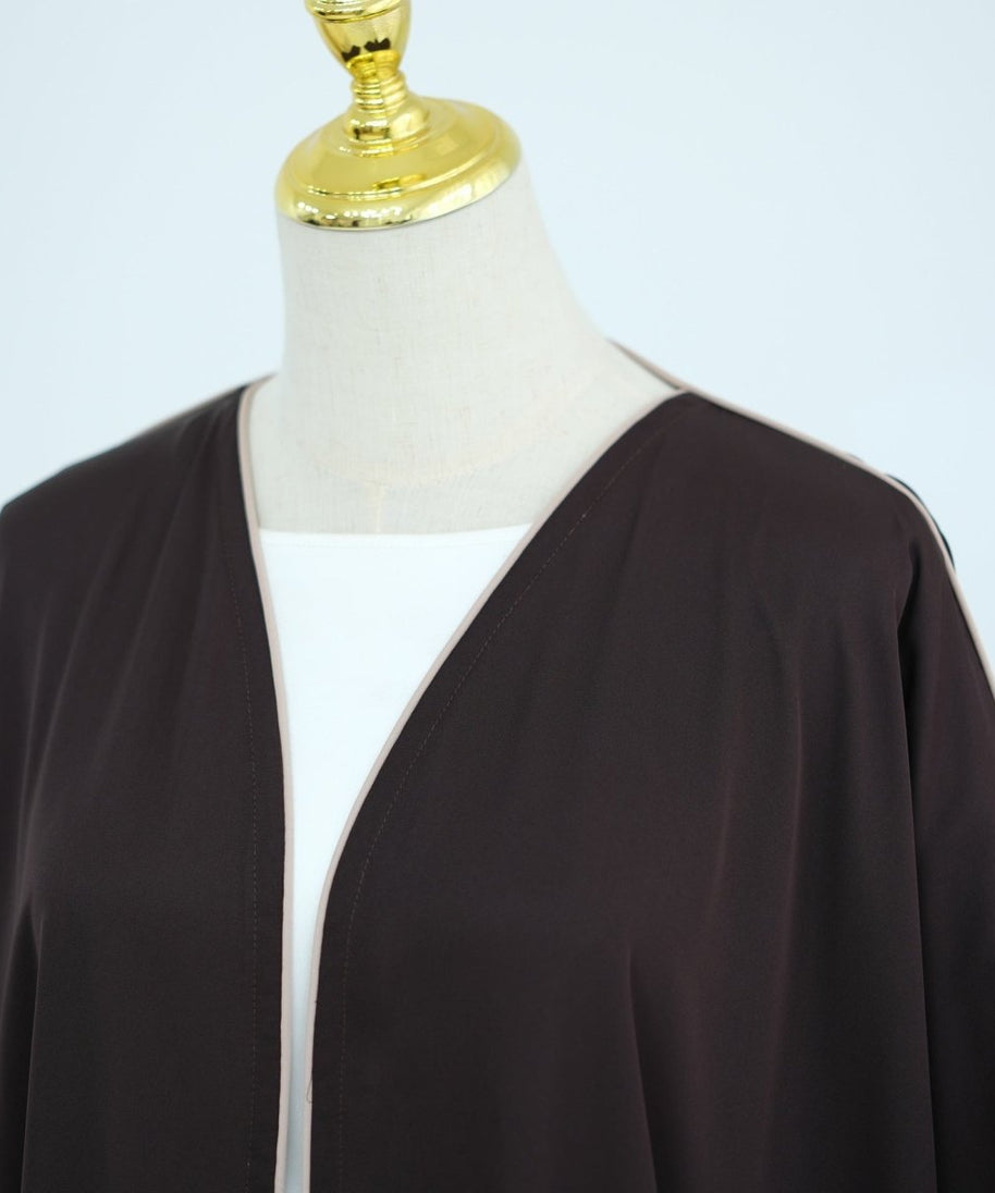 Contrast Piped Batwing Open Abaya(MOA325)