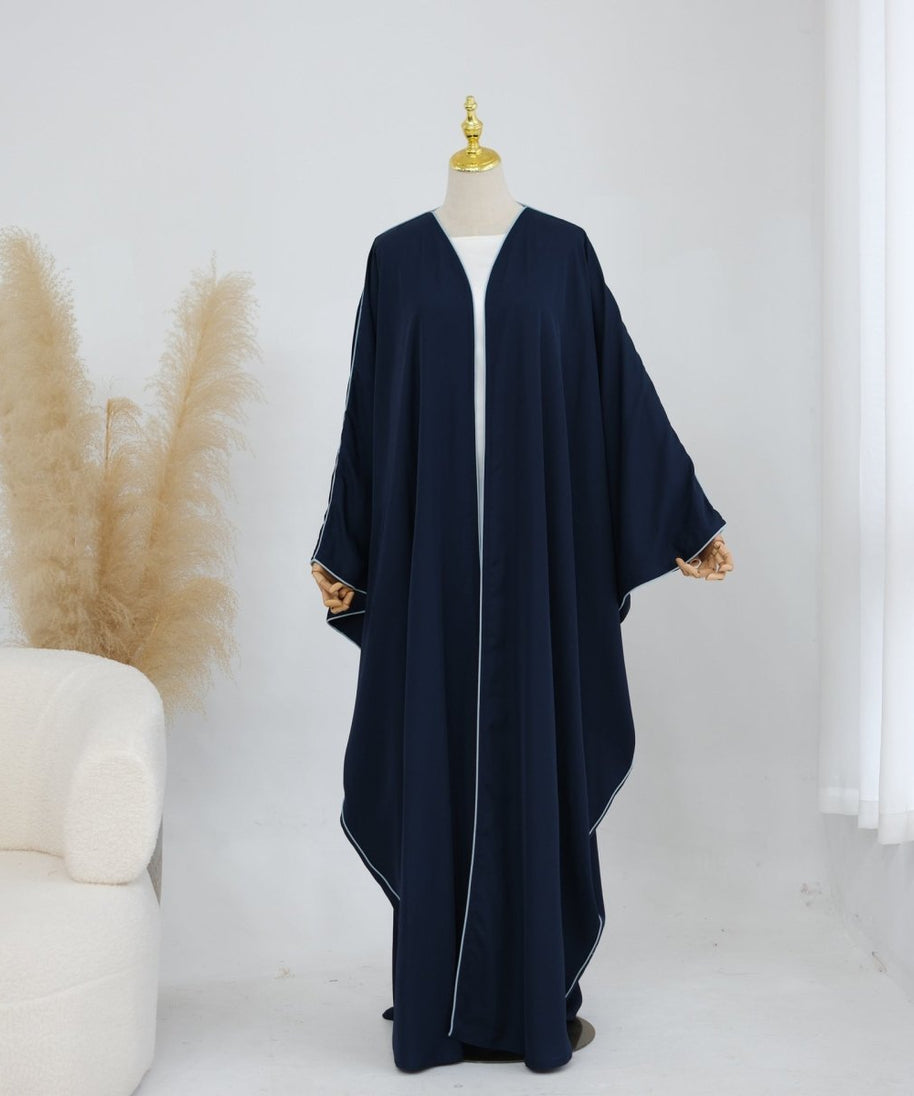 Contrast Piped Batwing Open Abaya(MOA325)