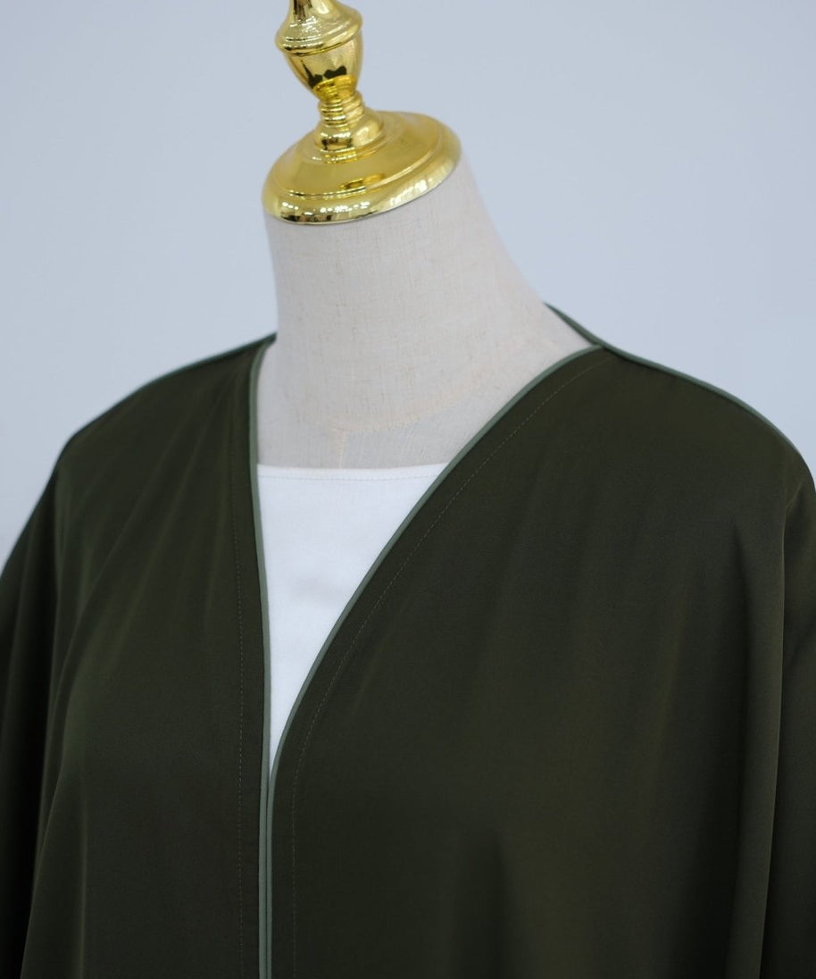 Contrast Piped Batwing Open Abaya(MOA325)