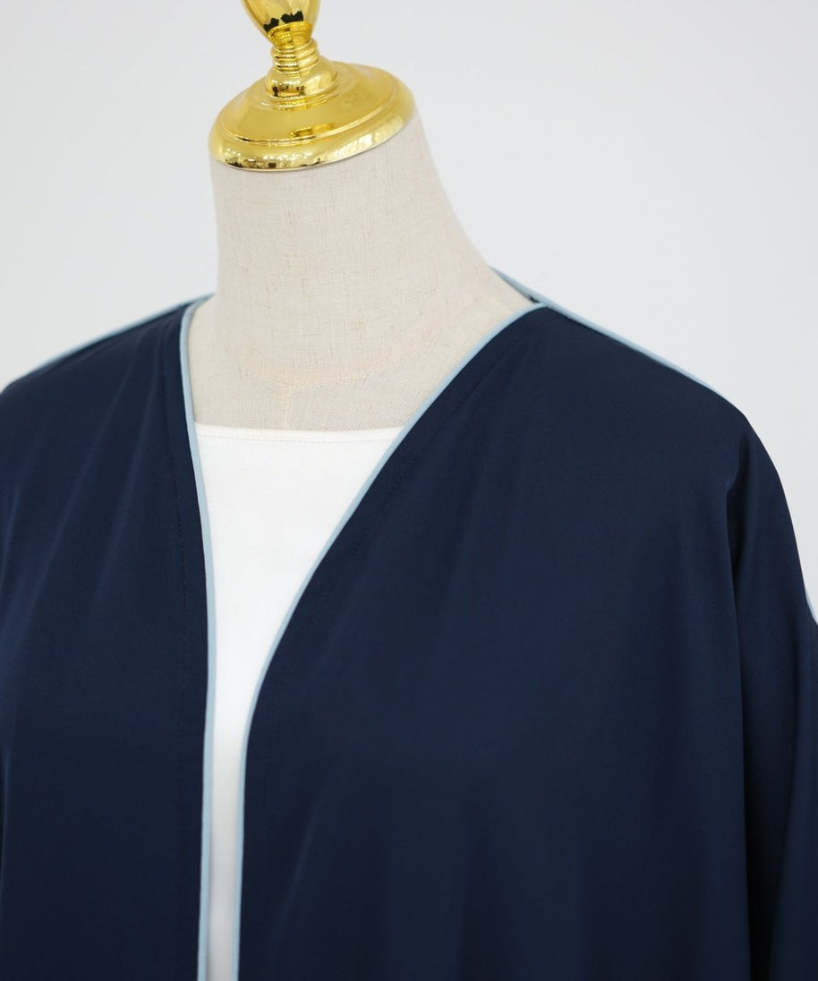 Contrast Piped Batwing Open Abaya(MOA325)