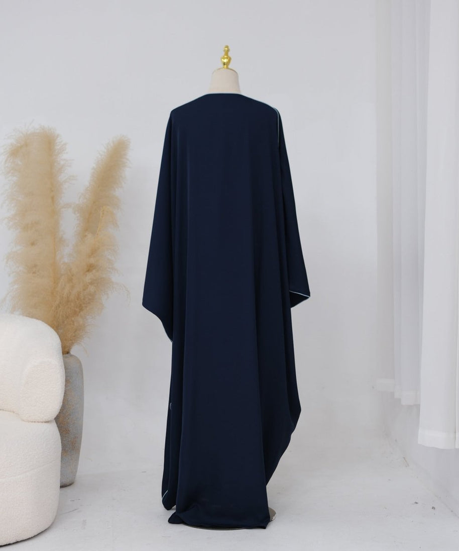 Contrast Piped Batwing Open Abaya(MOA325)