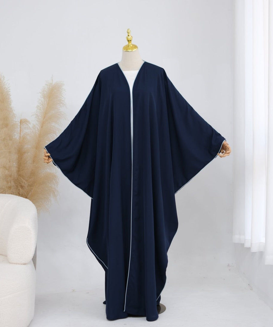Contrast Piped Batwing Open Abaya(MOA325)